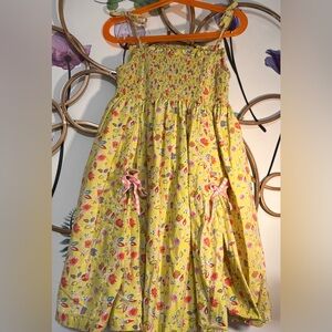 Oilily Yellow Floral Kids Dress with Pink Accents 100% cotton
